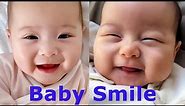 Babies smile. Cute baby funny facial expressions.