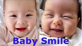 Babies smile. Cute baby funny facial expressions.