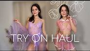 [4K] Transparent Clothes Try-on Haul with Emilia | Sheer lingerie