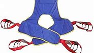 Full Body Patient Lift Sling, Head and Back Support, Toileting Transfer Slings, Split Legs with Commode Opening, 5 Handles, 6 Straps, Lifting Sling Medium Compatible with Various of Lifts