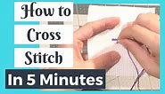 LEARN TO CROSS STITCH in 5 Minutes | How to Cross Stitch Tutorial for Beginners Flosstube