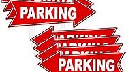 8 Pcs Parking Sign with Stake Directional Arrow Signs with Stakes 17 x 6 Inch Event Parking Red and White Yard Sign Corrugated Plastic Parking Signs for Event Left and Right Guest Parking Sign