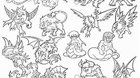 Collection of mythical creatures coloring page printable game
