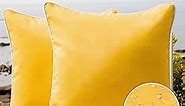Phantoscope Pack of 2 Outdoor Waterproof Throw Pillow Covers Decorative Square Cushion Case Patio Pillows for Couch Tent Sunbrella (18''x18'', Yellow)
