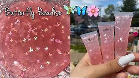 HOW TO MAKE LIGHT PINK BUTTERFLY LIPGLOSS 😍🦋🌸