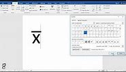 How to type X-BAR in word
