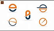 E Letter Logo Illustrator | Designing 5 letter E logos