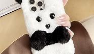 for Google Pixel 4XL Furry Phone Case, Super Cute Plush Panda Sweet Animal Cartoon Lovely Stuffed Toy Soft Hair Fluffy Fuzzy Fur Protective Case