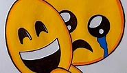 Happy Vs Sad emoji Drawing ll 😄+🥺 = ? #shorts #emojidrawings #youtubeshorts