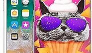 Head Case Designs Grey British Cat Cupcake and Nachos Real Cats in Artificial Space Hard Back Case Compatible with Apple iPhone 7 Plus/iPhone 8 Plus