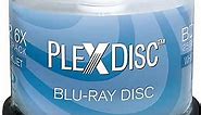 PlexDisc 633-214 25 GB 6X Blu-ray White Inkjet Printable Single Layer Recordable BD-R, 50pk Cake Box, 50 Discs