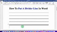 How To Put a Divider Line In Word