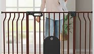 Wisairt Extra Wide Metal Baby Safe Gate with Pet Door for Stairway and Hallway,for Baby Toddler Age Group 6 to 24 Months(Brown)