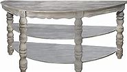TUP The Urban Port Half Moon Shaped Wooden Console Table with 2 Shelves and Turned Legs, Gray