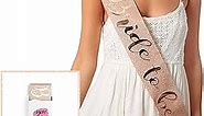 Glitter Rose Gold Bride to Be Sash - Bride Tribe Bachelorette Sash | Bachelorette Party Favors- Bridesmaid Sashes | Wedding Bridal Shower Gifts & Games | Engagement Party Decorations Supplies