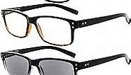 Eyekepper 5 Pack Reading Glasses for Men Includes Reader Sunglasses Spring Hinges Classic Cheater Glasses +2.50