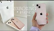 iPhone 13 Pink (128gb)unboxing | setup + accessories 🌸🎀