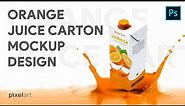 Orange Juice Carton Packaging Mockup Design | Photoshop Mockup Tutorials