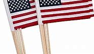 Uelfbaby 12 Pack Small American Flags Small US Flags/Mini American Flag on Stick 4x6 Inch US American Hand Held Stick Flags with Kid-Safe Spear Top, Polyester Full Color Tear-Resistant Flag
