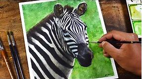 Watercolor Painting of a Zebra