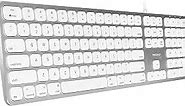 Macally Premium Wired Mac Keyboard with Number Keypad and 2 Port Hub - Compatible Apple Keyboard Wired - Extended USB Keyboard for Mac Mini/Pro, iMac, MacBook Pro / Air (Silver Aluminum)