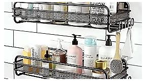 Shower Caddy Shelf - Self Adhesive 2-Pack Bathroom Organizer Suction Storage Shelves Rack for Inside Shower Black