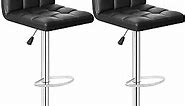 BestOffice Bar Stool Barstools Bar Chairs Counter Height Adjustable Swivel Stool with Back PU Leather Kitchen Counter Stools Set of 2 Dining Chairs (Black)