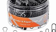 300pcs Paper Clips Binder Clips, Paper Clips Assorted Sizes, Binder Clips Assorted Sizes, Black Paper Clip, Black Binder Clip