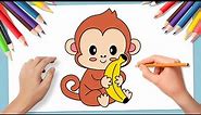 How to draw a cute monkey : Step By Step