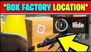 HIDE IN A CREEPIN' CARDBOARD AT THE BOX FACTORY LOCATION (Fortnite WEEK 7 Challenges)