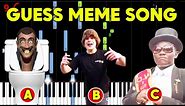 Guess The MEME SONG By PIANO | Skibidi Toilet, One Two Buckle My Shoe, Wednesday