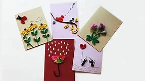 5 Easy Paper Quilling cards | Quilling designs for beginners | Quilling Cards