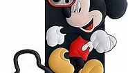 Threesee for iPhone 14 Pro Mickey Mouse Case,3D Cute Cartoon Black Ears Girls Women Kids Character Soft Silicone Protective Case with Bracelet for iPhone 14 Pro 6.1 inch