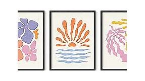 HAUS AND HUES Danish Pastel Preppy Posters - Set of 3 Flower Posters for Room Aesthetic, Preppy Pictures For Wall Decor, Preppy Posters for Bedroom, Minimalist Abstract Wall Art (12x16, UNFRAMED)