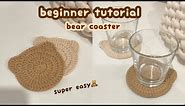 crochet bear coaster🧸crochet beginner tutorial | how to crochet | first crochet project tutorial