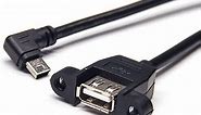 ELECBEE Right Angle Mini USB Cable Male to USB Type A Female OTG Cable 1M
