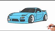 How to draw a MAZDA RX-7 / drawing mazda rx7 1992 car