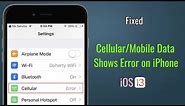 iPhone Cellular or Mobile Data Shows Error, No Service, Cellular Update Failed in iOS 13.5 - Fixed