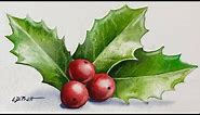 Painting Holly and Berries with Watercolor