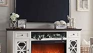 Farmhouse Fireplace TV Stand with 36" Electric Fireplace for 80 Inch TVs, 31" Tall Entertainment Center w/Drawer & Diamond Panel Door, Highboy Media Console for Living Room, 70inch, White