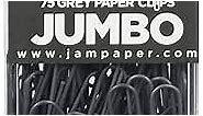 JAM PAPER Colorful Jumbo Paper Clips - Large 2 Inch - Gray Paperclips - 75/Pack