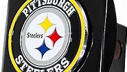 Pittsburgh Steelers NFL Black Metal Hitch Cover with 3D Colored Team Logo by FANMATS - Unique Round Molded Design – Easy Installation on Truck, SUV, Car - Ideal Gift for Die Hard Football Fan
