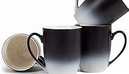 Elanze Designs Black White Two Toned Ombre Matte 12 ounce Ceramic Stoneware Coffee Cup Mugs Set of 4