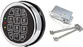 Gun Safe Lock Replacement Solenoid Lock, 2 Override Keys Chrome Digital Keypad DIY Safe Electronic Lock, Reset Cable, Circuit Board Lock