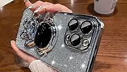 Spevert for iPhone 15 Pro Max Case Luxury Glitter Case with Cute Astronauts Stand [Military Drop Protection] Full Camera Lens Proteciton for Women Men Girls Shockproof case 6.7'' (Silver)