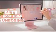 [UNBOXING VLOG] iPad Air 5 (Rose Gold) ☕️ Accessories & Customisation (Pink Setup)