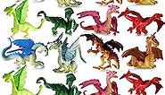 Bedwina Mini Dragon Toy Figures - (Pack of 36) 2 Inch Plastic Rubbery Dragon Figurines in Assorted Colors and Styles - Kids Toys for Birthday Party Favors, Decorations, Cupcake Toppers and Piñatas