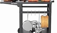 inkmin Pizza Oven Cart Table Outdoor Grill Cart Double-Shelf Movable BBQ Grill Table Stand Stainless Kitchen Food Prep Trolley Worktable Commercial Multifunctional Portable Dining Cart (Double-Deck)