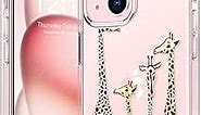 bicol Compatible with iPhone 15 Case,Crystal Clear Cover with Fashionable Designs for Girls Women,Slim Fit Shockproof Protective Acrylic Phone Case 6.1 inch,Cute Giraffe
