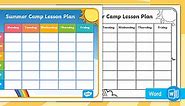 Editable Summer Camp Lesson Plan Template